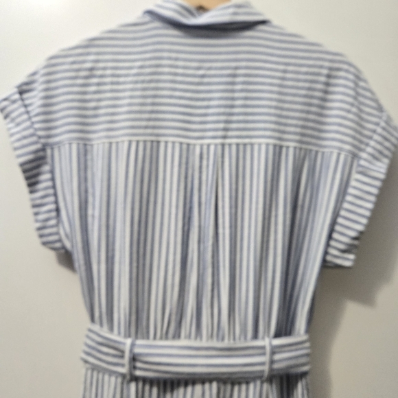 Flying Tomato Striped Jumpsuit with Belt, Button Down, Short Sleeve, S - Picture 14 of 14